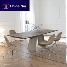 Contemporary table FIANDREsolid woodlacquered woodglass
