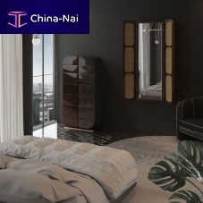 High chest of drawers WTCcontemporarywalnutglossy lacquered wood