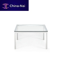 Contemporary coffee table INFINITYglassmetal basesquare