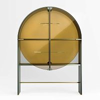 Contemporary display case SODAwith long legsglasswooden