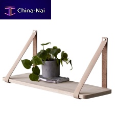 Wall-mounted shelf contemporarywoodenleather