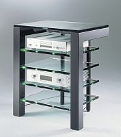 Contemporary hi-fi cabinet FOCUS 72glasspowder-coated steeladjustable-height