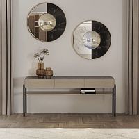 Contemporary sideboard table aman lacquered woodmarblemetal base