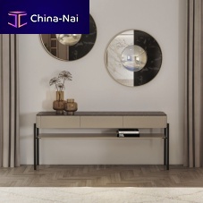 Contemporary sideboard table aman lacquered woodmarblemetal base