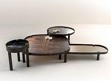Contemporary coffee table Trayglasswoodenmarble