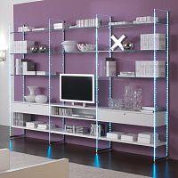Contemporary TV wall unit COMP/5woodenglassmodular