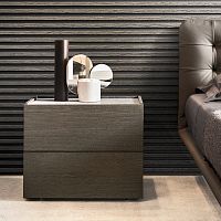 Contemporary bedside table ATLANTElacquered woodrectangularwith drawer