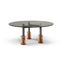 Contemporary table LAGUNAglassmetal baseround