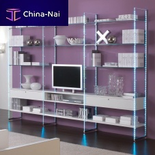 Contemporary TV wall unit COMP/5woodenglassmodular