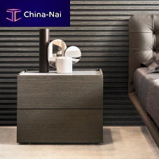 Contemporary bedside table ATLANTElacquered woodrectangularwith drawer