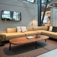 Contemporary coffee table AREAoakwalnutmetal base