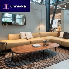 Contemporary coffee table AREAoakwalnutmetal base