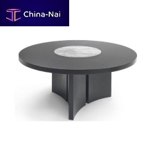 Contemporary table ASTERmarblewooden baseround