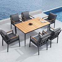 Contemporary dining table GLORIA 2.0teakaluminum baserectangular