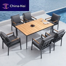 Contemporary dining table GLORIA 2.0teakaluminum baserectangular