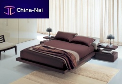 Double bed ALEXcontemporarywith upholstered headboardwith integrated bedside table