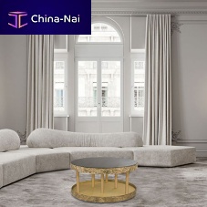 Traditional coffee table HE-040glasswaxed woodwaxed wood base