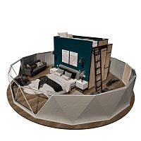 Double bed contemporaryupholsteredwith headboard