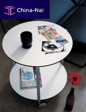Contemporary side table GIROlaminateplasticpainted steel base