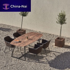 Contemporary table BLADEHPLstonepowder-coated steel base