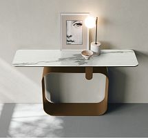 Contemporary sideboard table QUADRAglassporcelain stonewarepainted metal base