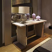 Contemporary sideboard table Vertigoleatherchromed metal baseleather base