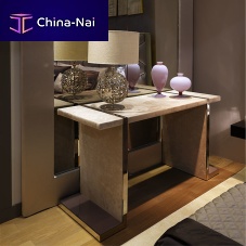 Contemporary sideboard table Vertigoleatherchromed metal baseleather base