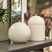 Ceramic storage box DAHLIA with lid