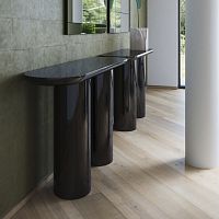 Contemporary sideboard table EVAwalnutglossy lacquered woodglossy lacquered wood base
