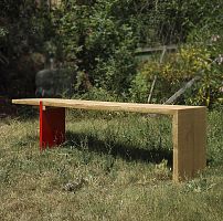Contemporary table OAK MEETS ORANGE oakglossy lacquered wood baserectangular