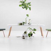 Contemporary table OBLIQUEwoodenwooden baserectangular