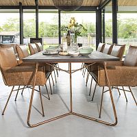 Contemporary table Charlesoakwalnutcopper-coated steel