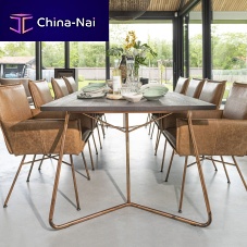 Contemporary table Charlesoakwalnutcopper-coated steel