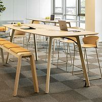 Contemporary table WINGwoodenmetalmetal base