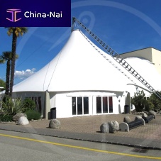 Cable-and-membrane tensile structure SPECIAL COVERINGSroofwith PVC membranefor public space