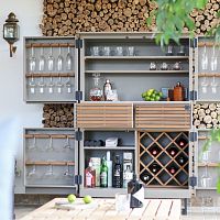 Contemporary bar cabinet woodenceramicwith hinged door