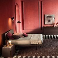 Double bed ALFAsinglecontemporarywith upholstered headboard