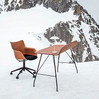Free-standing desk EARL contemporarywoodencurved