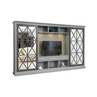 Traditional TV wall unit BAVIERAlacquered woodwith built-in lightwith drawers