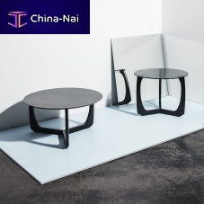 Contemporary coffee table LILIoakglassround