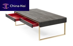 Contemporary coffee table RUBANsolid woodrectangularwith drawer