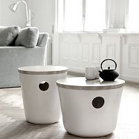 Contemporary side table UNITwoodenceramicround