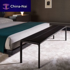 Contemporary bed bench AZULleatherthermo-lacquered steelhome