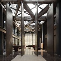Mobile partition Atrium Amsterdamwoodencommercialfor offices