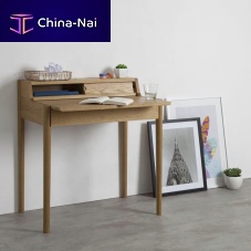 Contemporary secretary desk Leonie wood veneerwhite oakwith shelf
