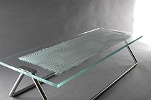 Contemporary side table glassmetal baserectangular