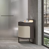 Contemporary sideboard table PLAI natural oaksucupiraleather