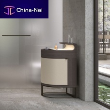 Contemporary sideboard table PLAI natural oaksucupiraleather