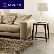 Contemporary side table PRISMAwood veneerashmarble