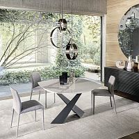 Contemporary table LIVINGwoodenceramicmetal base